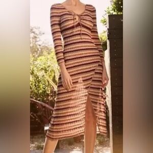 Misa Los Angeles ‘Delfina’ Striped Metallic Keyhole Knit Dress